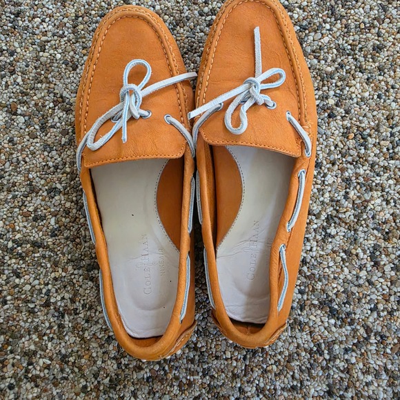Cole Haan Shoes - Cole Haan Nike Air Orange Leather Driving Moccasins Loafers D39810 Womens 7.5B